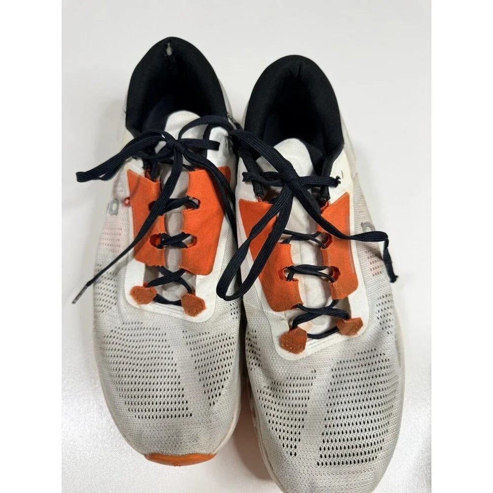 On Men's CloudTec White Orange Mesh Lace-Up Athletic Shoes Size 12